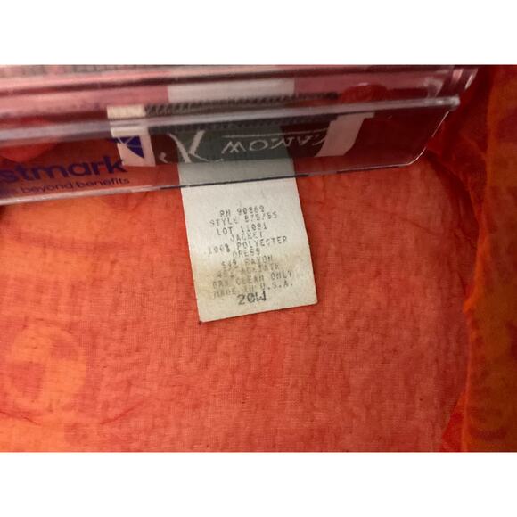 K Woman's 2-Piece 20W Red Dress Set Vintage Sheer Overlay Blouse Made in USA - Picture 10 of 16